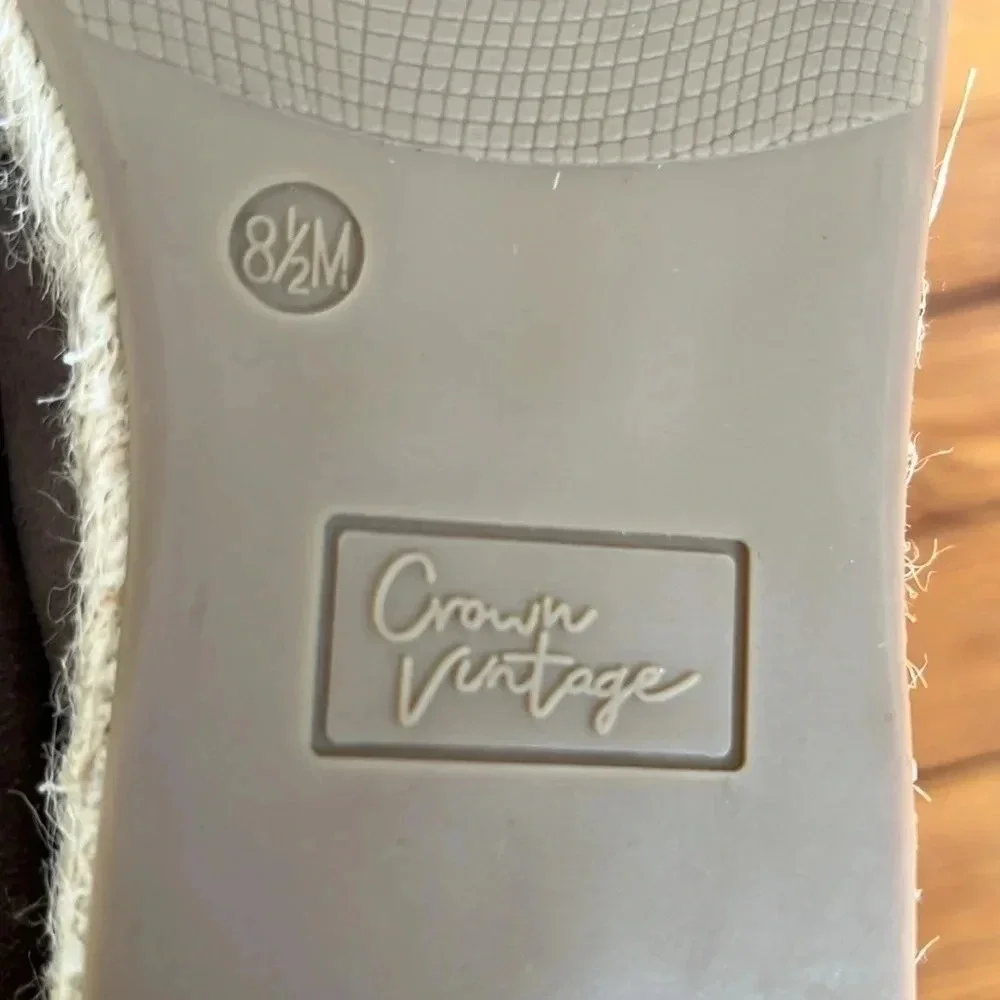 Crown Vintage Leather Casual Espadrilles in NeutralTaupe - Size 8.5